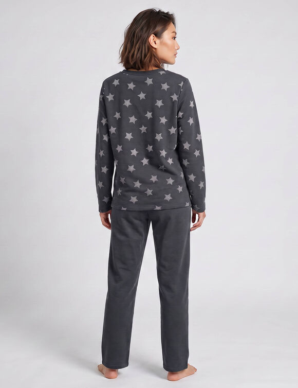 Pyjama imprim&eacute; "&eacute;toiles" pantalon, molleton doubl&eacute; polaire (gris anthracite)