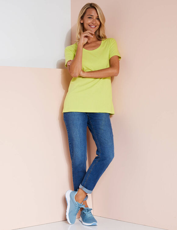 T-shirt uni col rond, coton biologique(**) (anis)