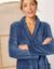 Peignoir in fleece met pluchetouch - 115 cm lang, lange mouwen (blauw)