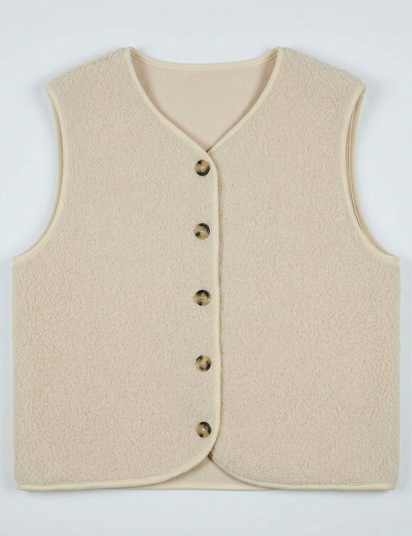 Veste sans manches, maille bouclette (gr&egrave;ge)