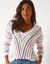 Trui met V-hals in fantasietricot, grafische strepenprint (wit / veelkleurig)