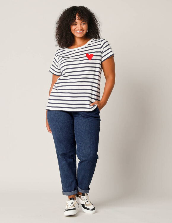 Jean coupe mom taille haute, stretch (stone)