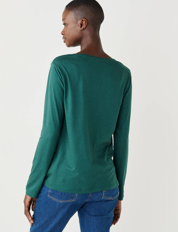 T-shirt col rond manches longues uni (eucalyptus)
