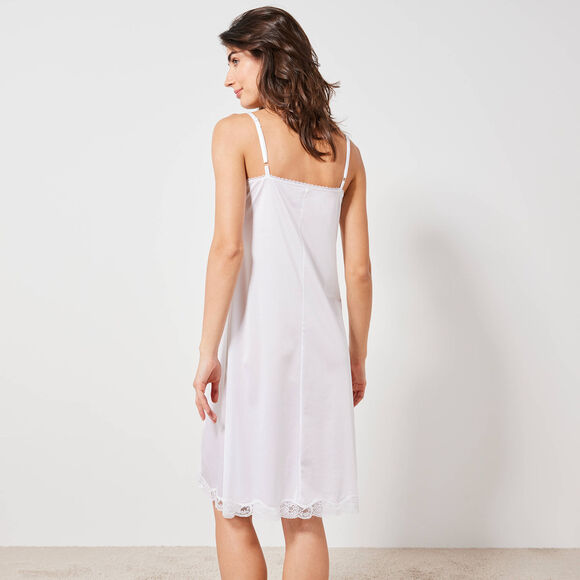 Onderjurk in antistatisch satijn (wit)