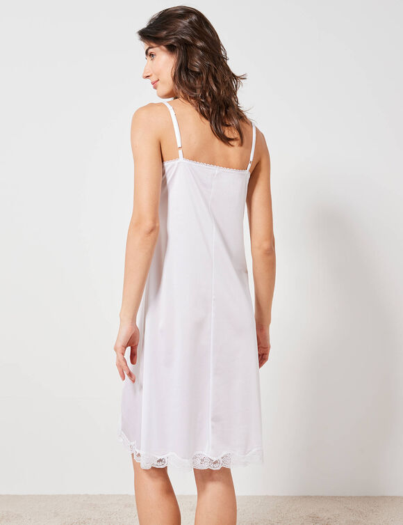 Fond de robe en satin antistatique  (blanc)