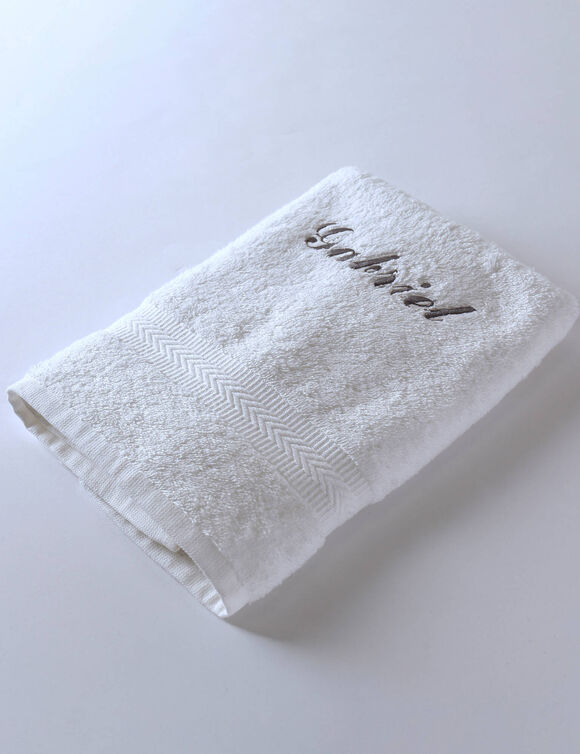 Effen handdoek, zacht comfort, personaliseerbaar (wit)