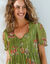 Korte jurk met bloemenprint, glanzende voile (kaki / roze)