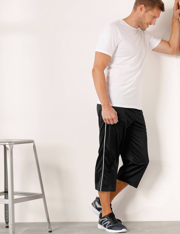 Pantacourt sport microfibre int&eacute;rieur gratt&eacute; (noir)