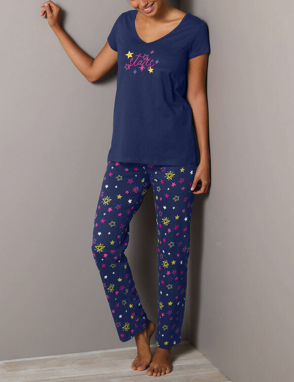 Pantalon de pyjama imprim&eacute; &eacute;toiles Estrella - coton (marine)