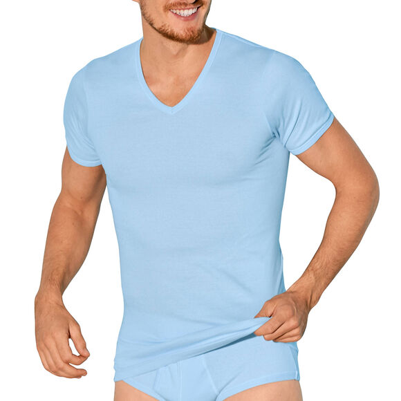 T-shirt met V-hals - herenondergoed, set van 2 (lichtblauw)