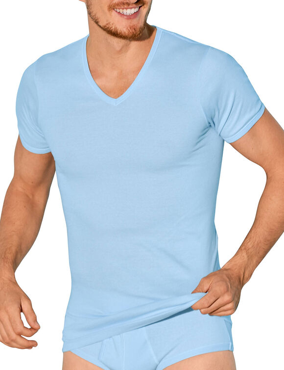 T-shirt met V-hals - herenondergoed, set van 2 (lichtblauw)