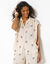 Minimalistische bedrukte opengewerkte blouse, crepon (ecru / groen)