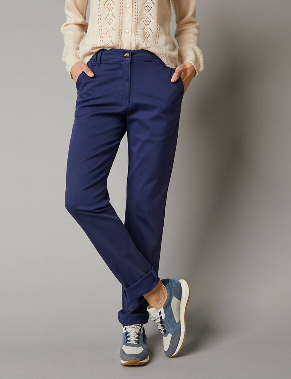 Chino stretchbroek (marine)