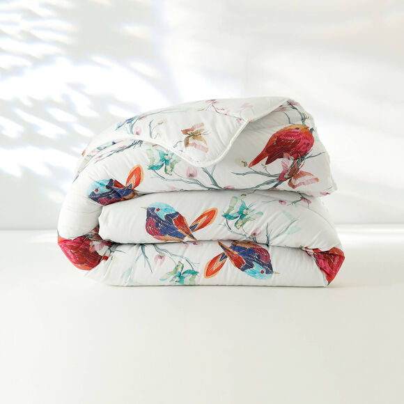 Couette coton imprimée Oiseaux 400 g/m2 (blanc)