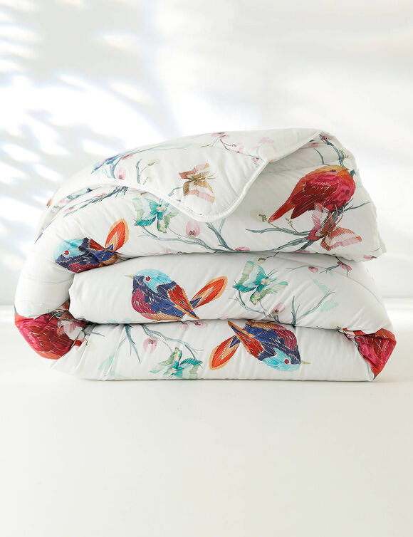 Bedrukt dekbed in katoen Oiseaux 400 g/m2 (wit)