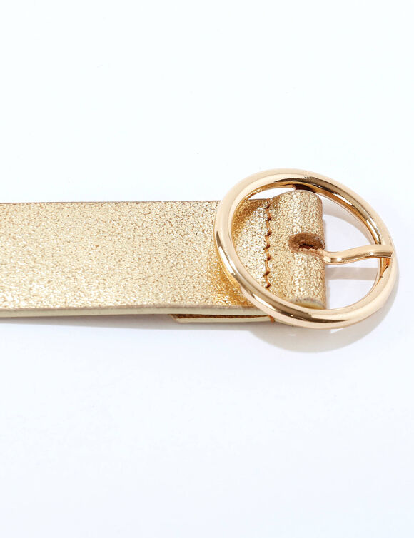 Ceinture en cuir, boucle ronde (dor&eacute;)