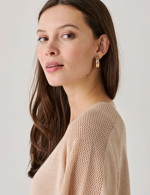 Pull loose maille brillante (beige)