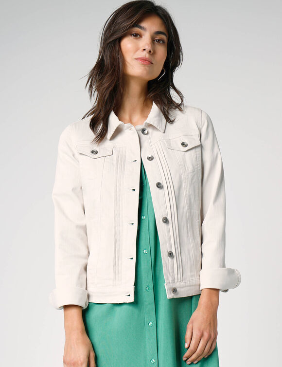 Veste boutonnée plis fantaisie (écru)