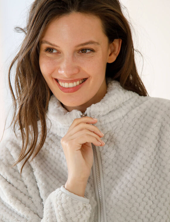 Veste d'int&eacute;rieur maille polaire zipp&eacute;e  (gris)