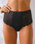 Omhullende slip met hoge taille in microvezel en kant - set van 2 (zwart + ivoorkleur)