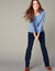 Broek in ribvelours met recht model (marine)