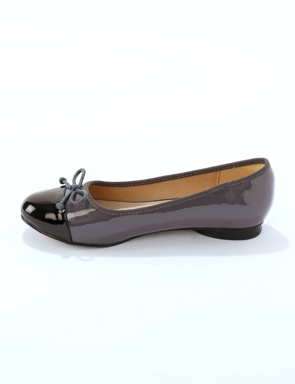 Tweekleurige platte ballerina's (grijs / zwart)
