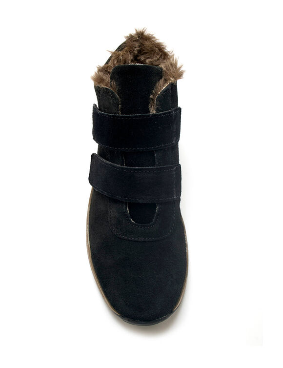 Boots scratchées col fourré en cuir (noir)