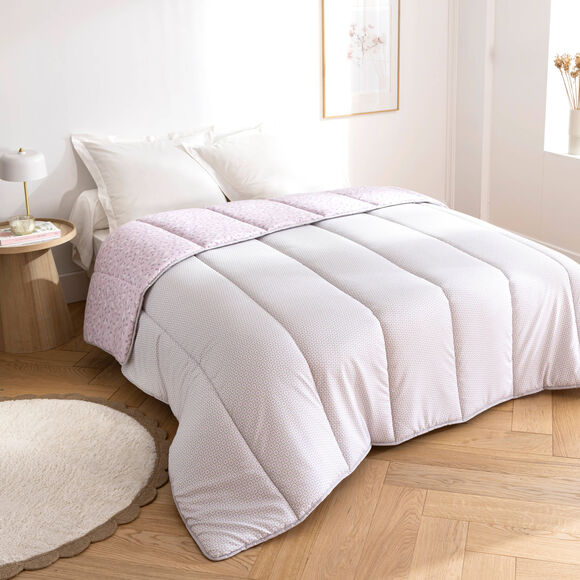 Couette microfibre imprimé Printemps 400 g/m² (parme)