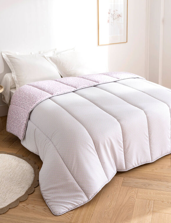 Couette microfibre imprimé Printemps 400 g/m² (parme)