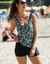 Combishort effet tankini (noir / vert)