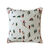 Coussin coton bouclette, broderies skieurs (ecru / rood / groen)