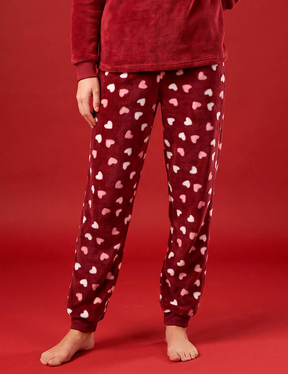 Pyjama "maison", maille polaire toucher peluche (rouge)