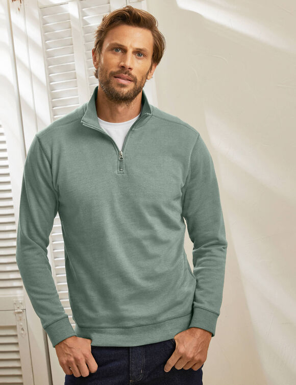 Sweat molleton col camionneur zippé (tilleul)