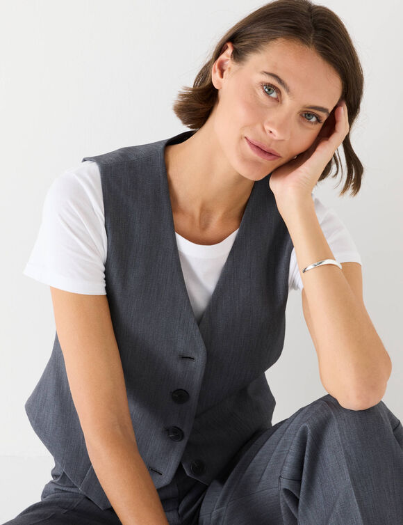 Gilet sans manches, uni (gris chiné)