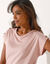 Effen T-shirt met knoopdetail, jerseytricot (grijsroze)