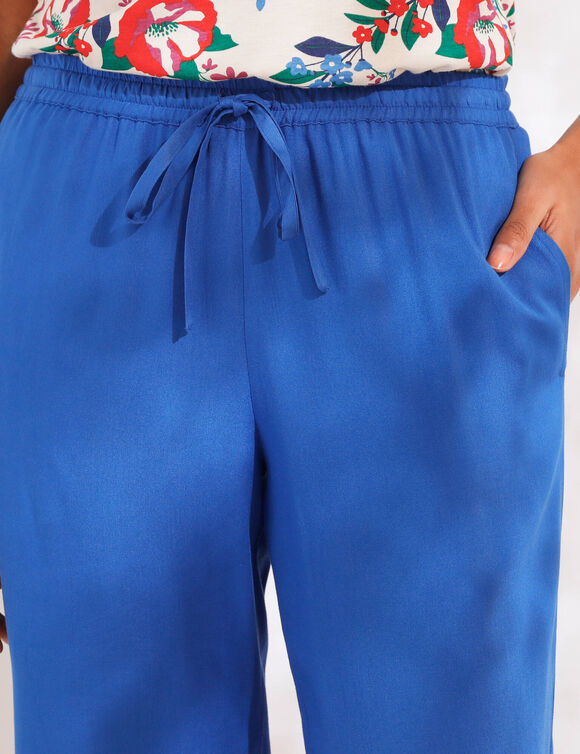 Pantalon large fluide uni (bleu)