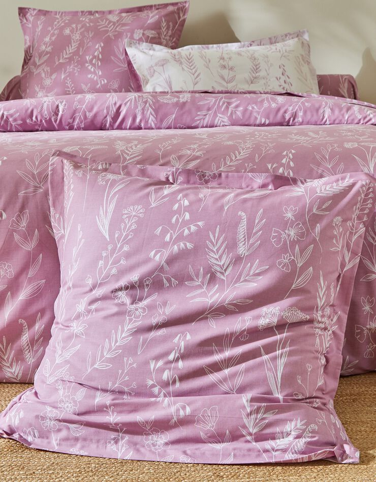 Linge de lit Alessia en coton imprimé fleuri (parme)