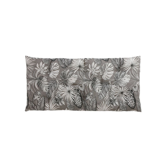 Lang, decoratief kussen in katoen met tropical print (grijs)