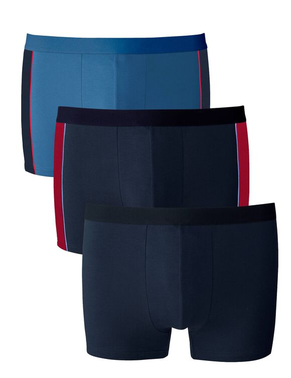 Boxer bandes côtés - lot de 3 (bleu)