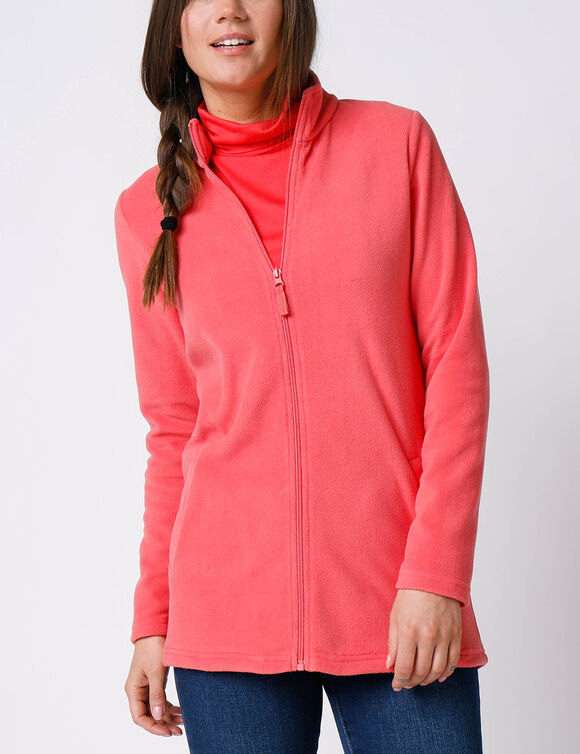 Veste zipp&eacute;e maille polaire, manches longues (corail fonc&eacute;)