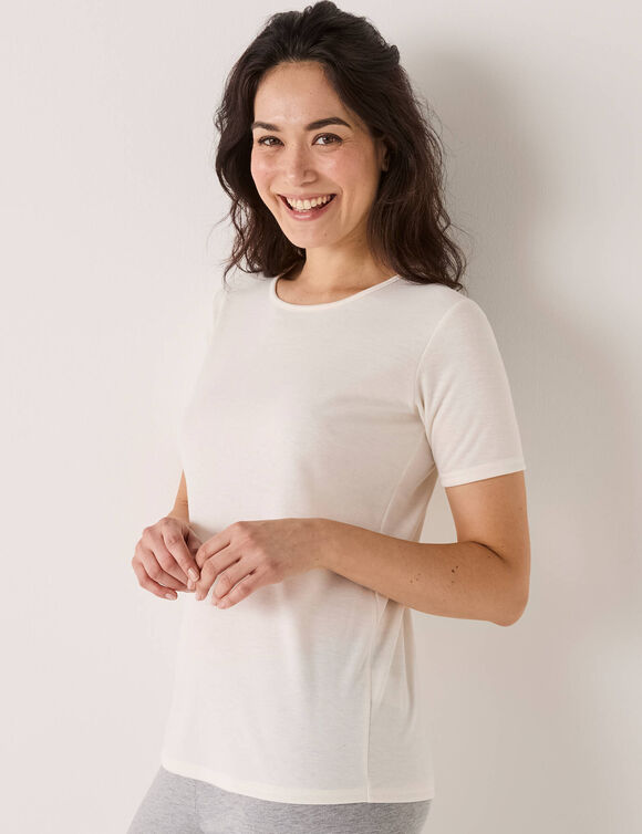 T-shirt thermique col rond - manches courtes (ivoire)