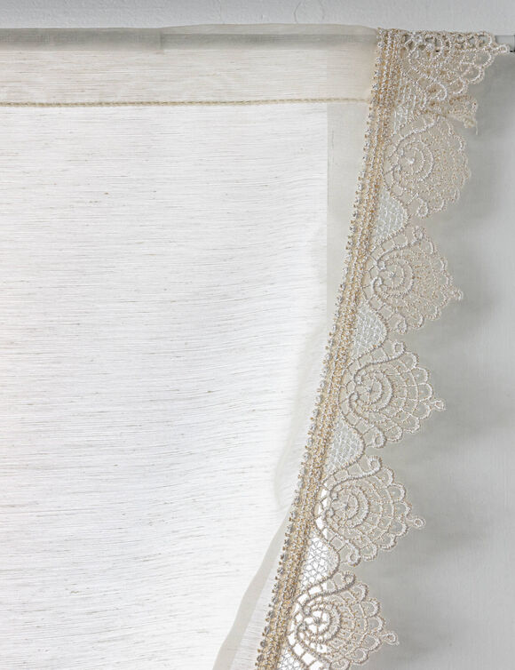 Rideau macramé finition passe-tringle embrasse assortie - la paire (crème)