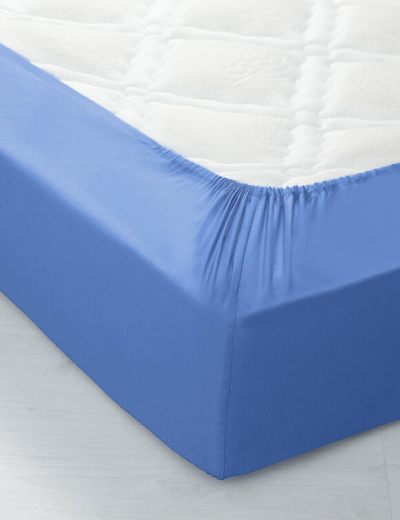 Drap-housse uni coton bonnet 32 cm (oc&eacute;an)