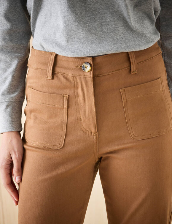 Pantalon bootcut, poches plaquées (caramel)