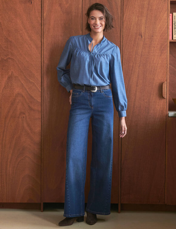 Jean large, couture fantaisie (stone)