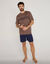 Pyjama short jersey coton manches courtes (taupe / marine)