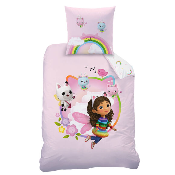 Bedlinnenset Gabby en het Magische huis® katoen (roze / wit)
