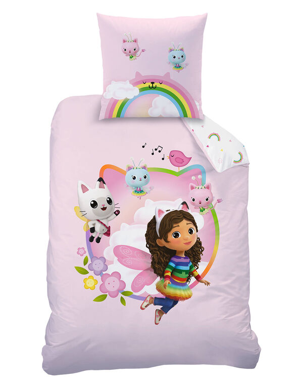 Bedlinnenset Gabby en het Magische huis® katoen (roze / wit)