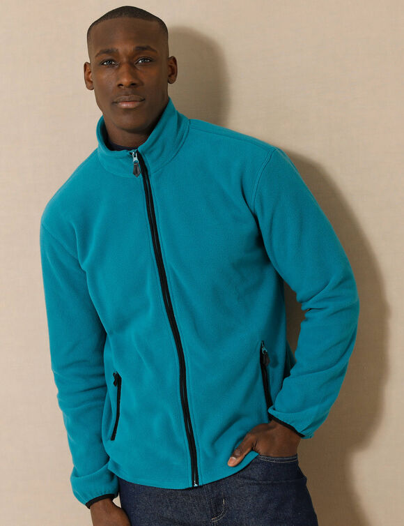 Blouson zippé maille micropolaire (bleu canard)