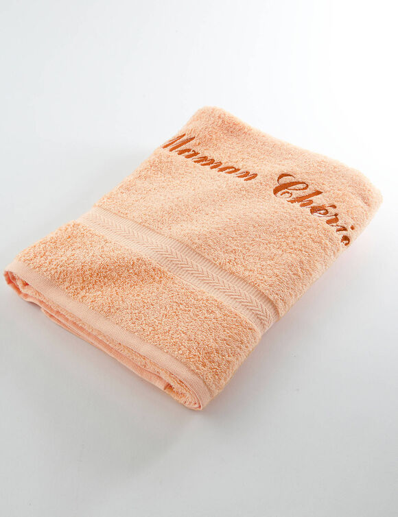Effen handdoek, zacht comfort, personaliseerbaar (abrikoos)